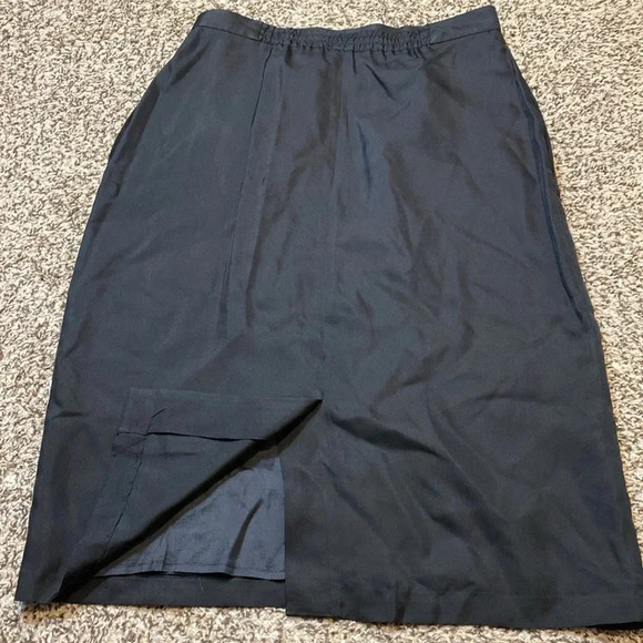 Vintage Frank Young 100% Silk Black High Waist Pencil Skirt - Picture 3 of 5
